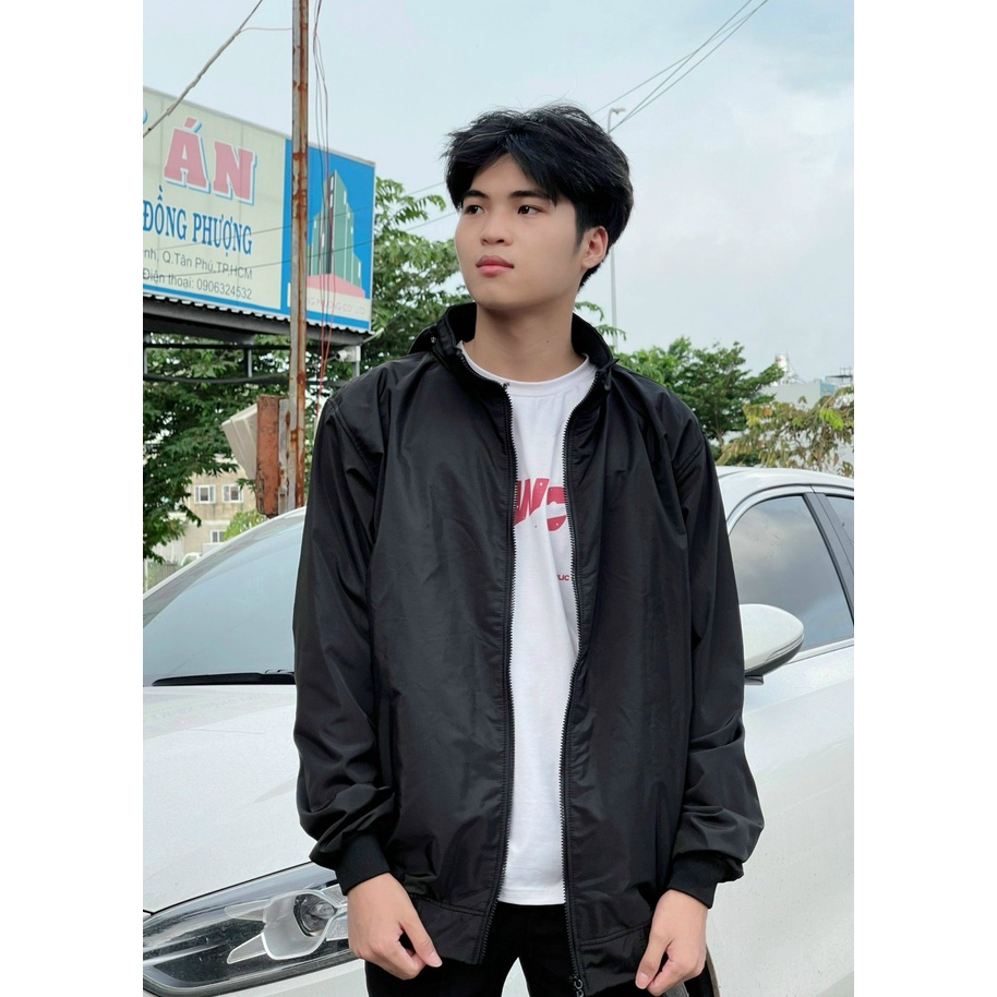 Áo Khoác Jacket Dù 2 Lớp ( lót das dày dặn ) Form Rộng Có Nón Rời Nam Nữ Unisex khóa dây kéo sắt bền đẹp Cao Cấp