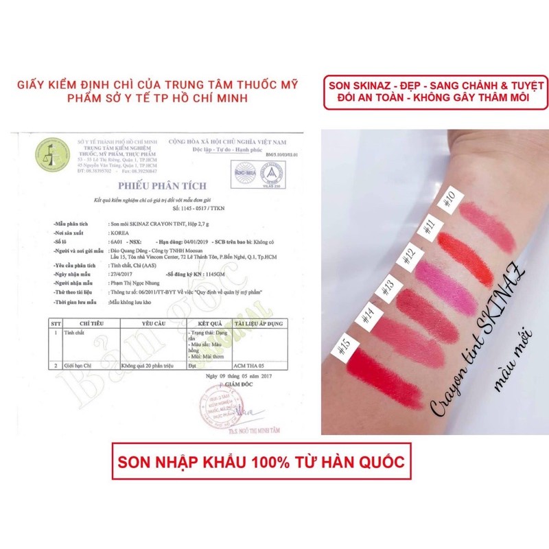 Son Crayon tint Skinaz Hàn Quốc