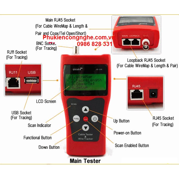 Máy test mạng đo chiều dài cáp chính hãng Noyafa NF-388