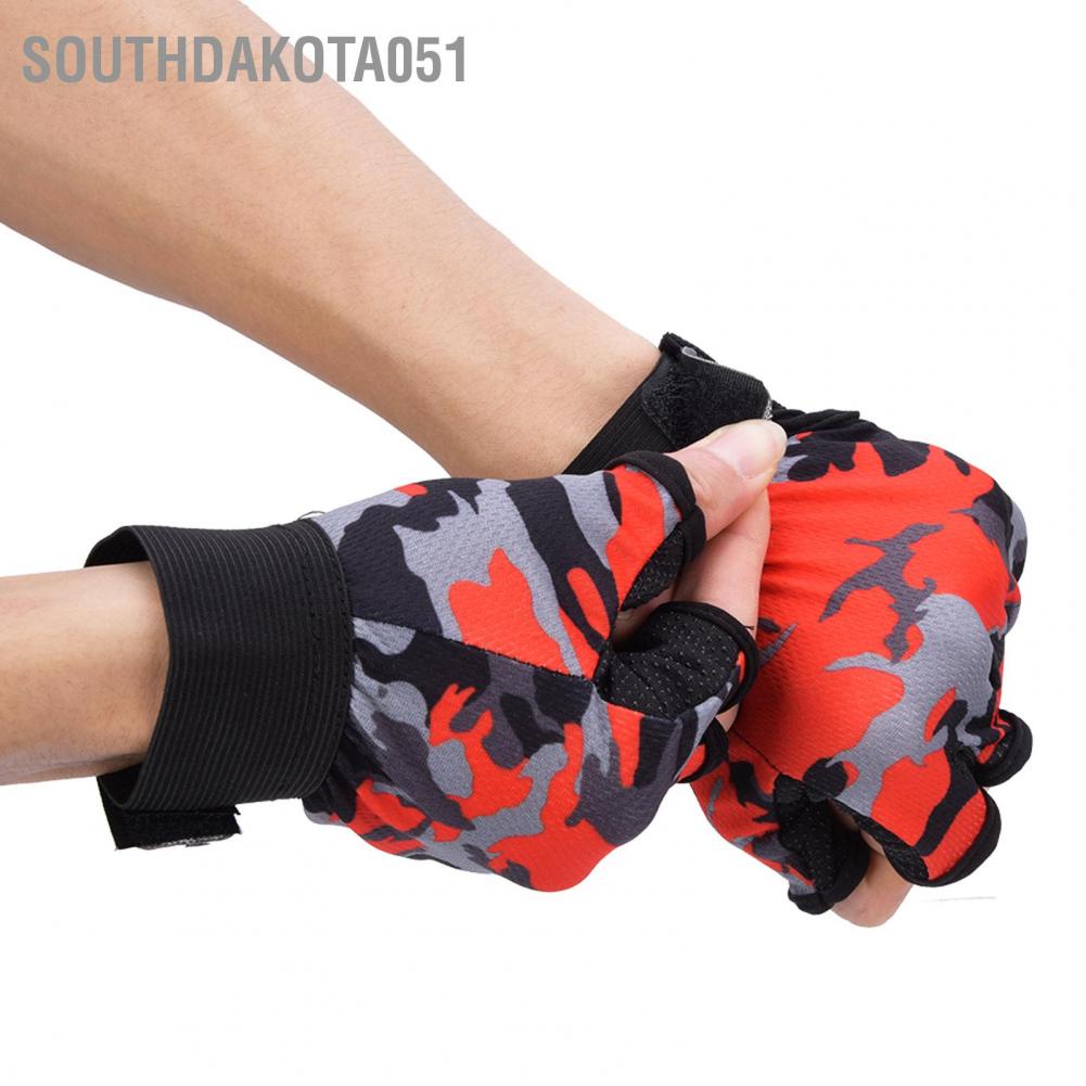 Hàng Sẵn Gang tay câu cá Thể Thao Hở 3 Ngón Thấm Mồ Hôi Chống Trượt Họa Tiết Rằn Ri 【Southdakota051】