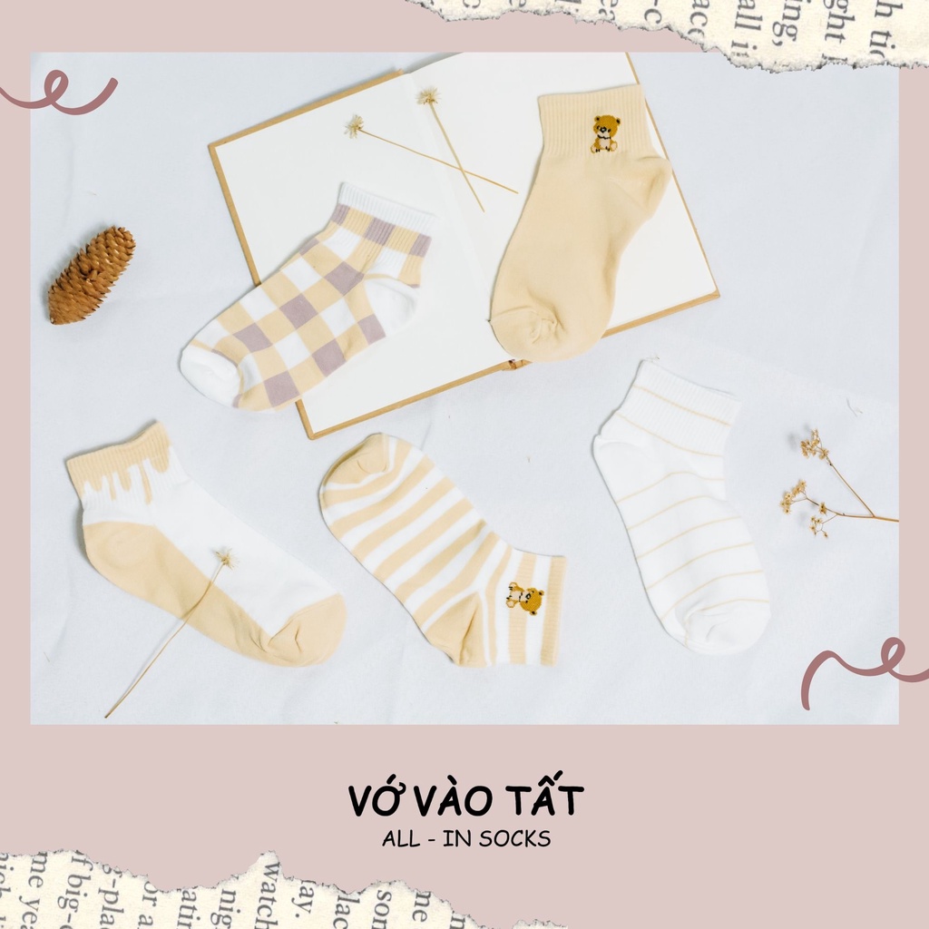 TẤT VỚ NỮ CỔ NGẮN NÂU VÀNG