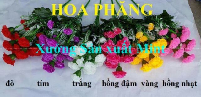 Chùm hoa phăng ( Cẩm chướng)- Cây hoa giả, hoa vải lụa