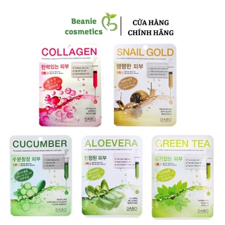 Mặt nạ giấy Dabo Hàn Quốc dưỡng ẩm giảm mụn giúp trắng da 23g tinh chất collagen dưa leo trà xanh lô hội ốc sên