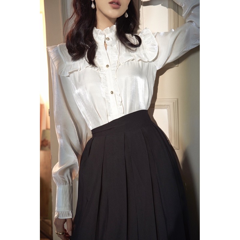 Quần váy lụa bèo nâu / đen - Kathy Skort | BigBuy360 - bigbuy360.vn