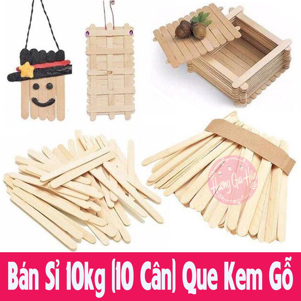 Bán Sỉ 10kg (10 cân) Que Kem Gỗ Làm Handmade, đồ giáo dục Montessori (11,5x1cm)