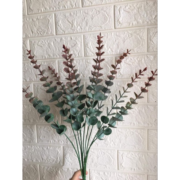 Cành lá Táo đốm 10 nhánh chất liệu cao su dài 55 cm decor siêu đẹp