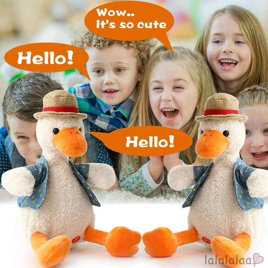 Mô hình vịt đội mũ nhồi bông có thể thu âm giọng nói chạy bằng điện dành cho trẻ em