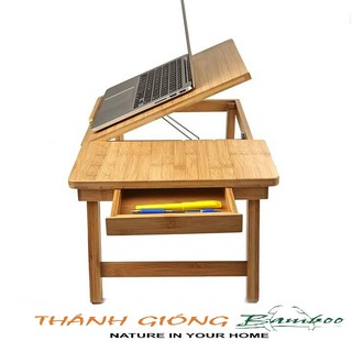 Bàn laptop gấp gọn đa năng 100% tre tự nhiên - bàn đa năng có ngăn kéo - BLT01