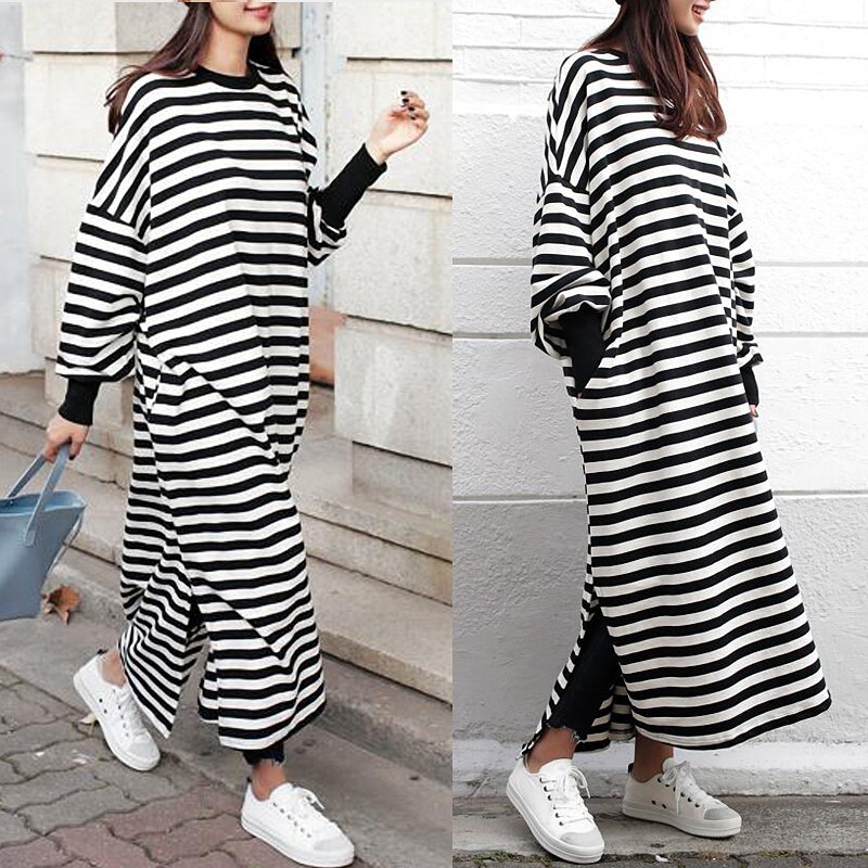 Đầm Maxi Cánh Dơi Xẻ Tà Thời Trang Cho Nữ ZANZEA