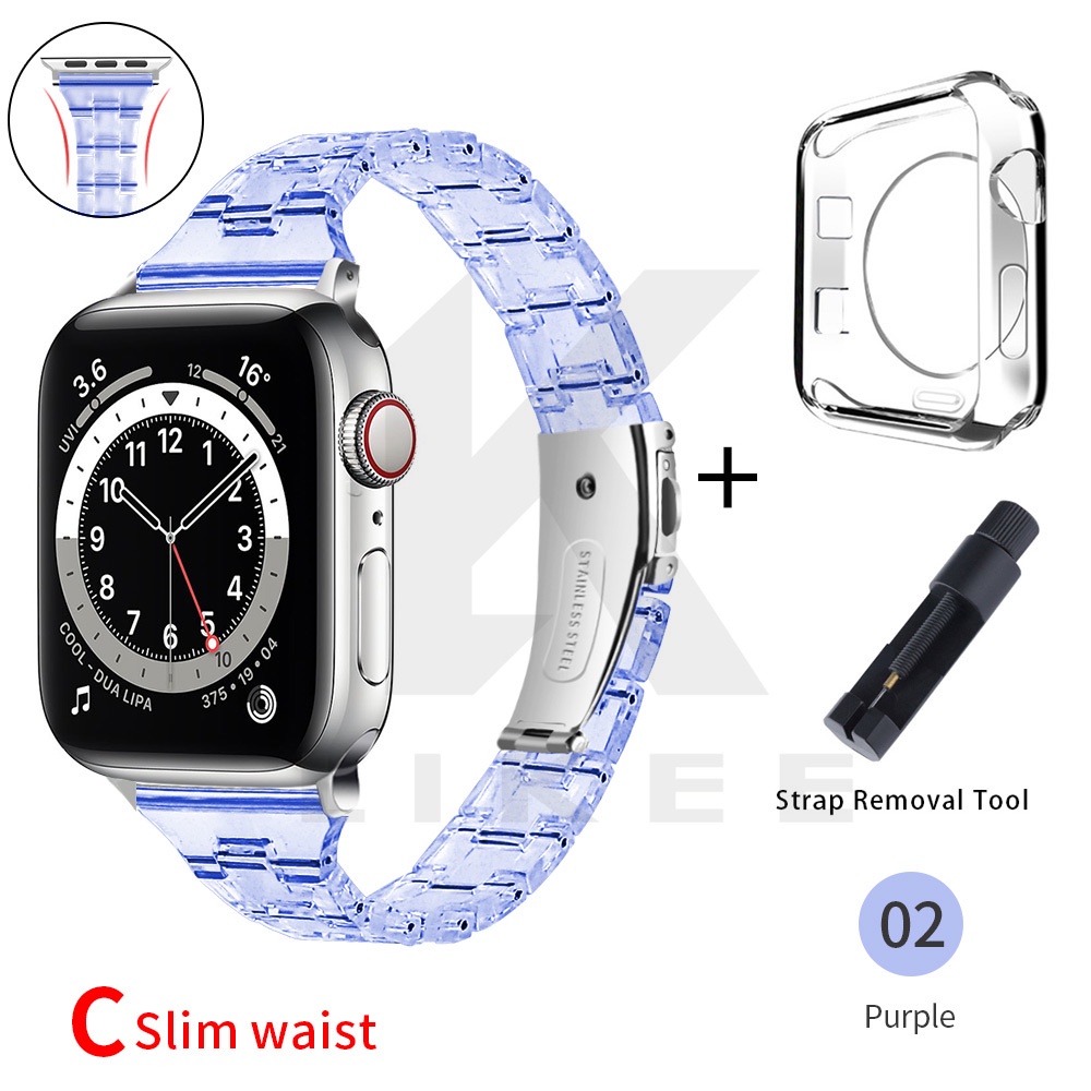 Dây Đeo Trong Suốt 2 Trong 1 Cho Đồng Hồ Thông Minh Apple Watch 41mm 45mm 44mm 40mm 38mm 42mm iWatch Series 7 6 5 4 3 2 SE