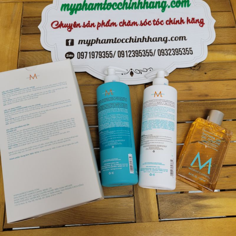 Set dầu gội xả Moroc Moroccanoil 500ml + gel tắm 250ml