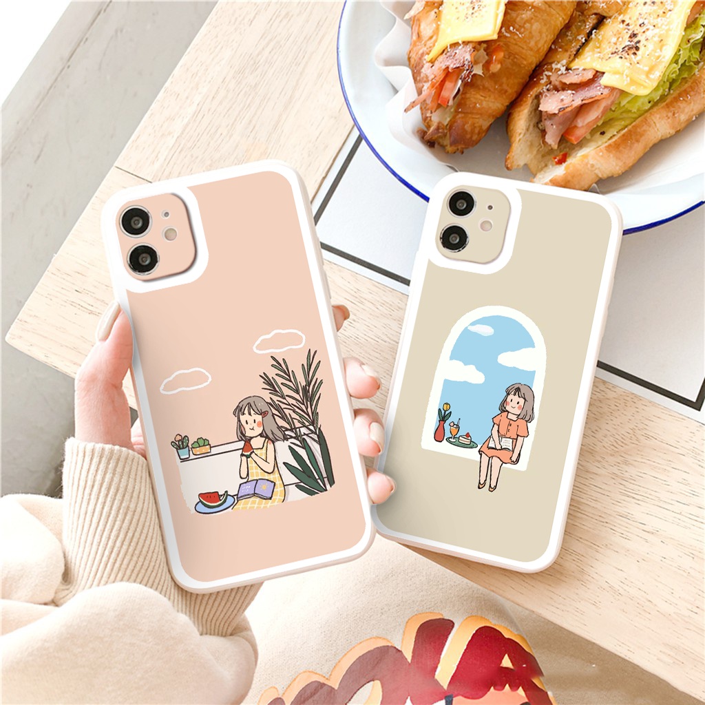 Ốp iphone hot trend Cô gái chill vuông cạnh ốp lưng iphone 6/6splus/7plus/8/8plus/xr/xs/12/13/pro/max/plus/promax tr1169