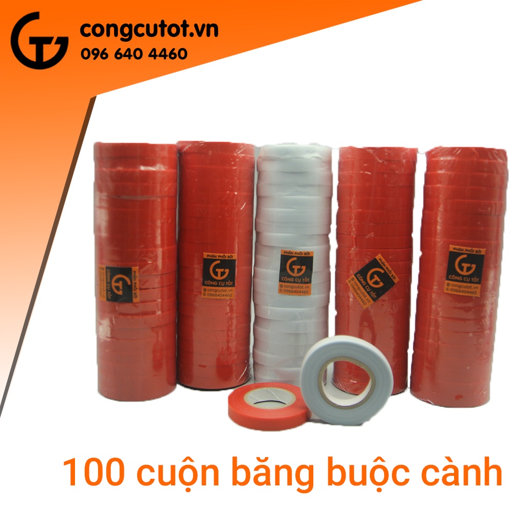 Bộ 100 cuộn dây buộc cành băng buộc dây leo PE cho máy buộc cành tặng kèm 1 cuộn dây PVC lớn