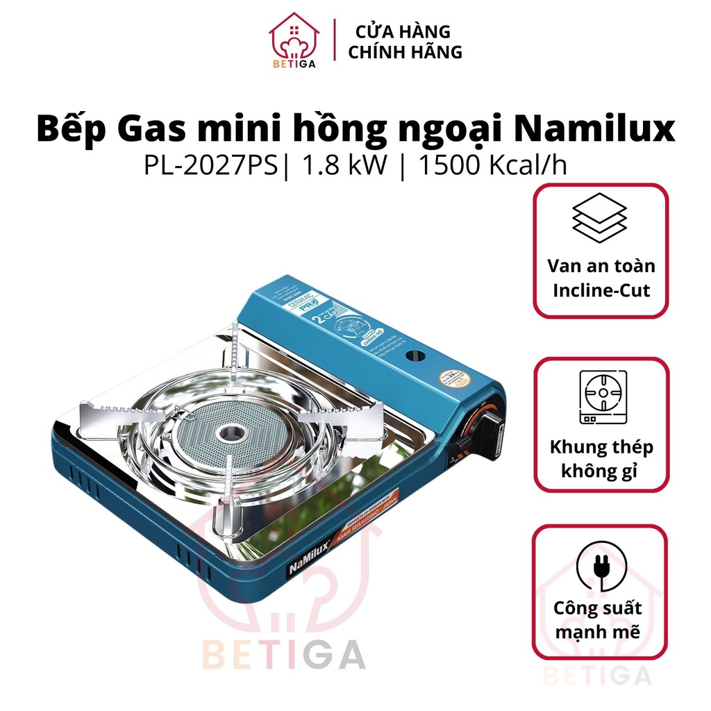 Bếp ga mini hồng ngoại, bếp gas mini NaMilux tích hợp van an toàn, chống nổ PL - 2027PS