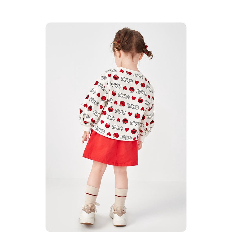 (3-7 tuổi) Áo nỉ bé gái hãng BALABALA 201321121006 họa tiết Elmo đáng yêu
