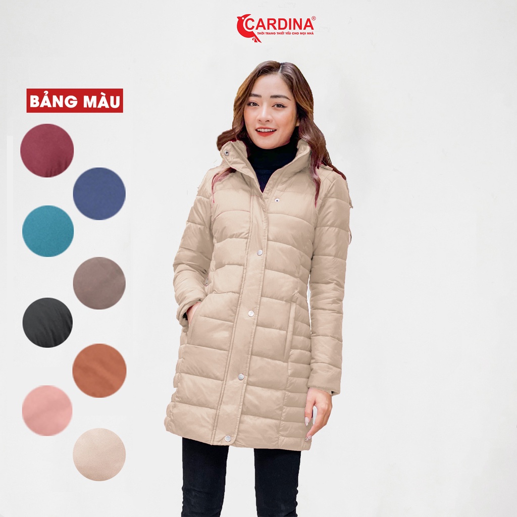 Áo Phao Nữ 𝐂𝐀𝐑𝐃𝐈𝐍𝐀 Trần Bông Nhật Bản Cao Cấp Dáng Dài Siêu Nhẹ Siêu Ấm Chống Thấm Nước 1PDF