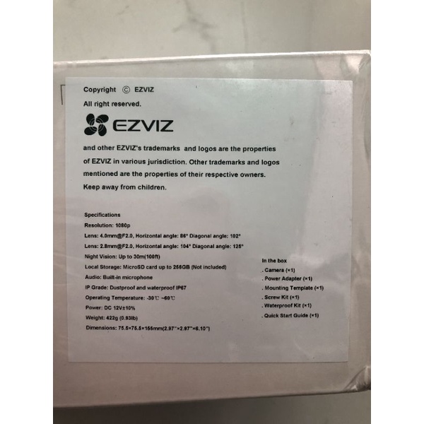 Camera Wifi ngoài trời EZVIZ CS-C3N 1080p, có màu ban đêm