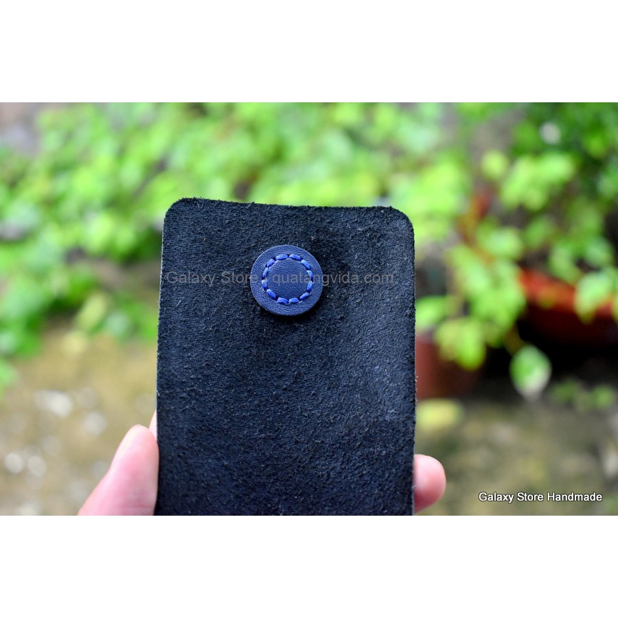 Ví Nam Nữ Nhỏ Gọn Độc Đáo Handmade Da Bò Galaxy Store GVU05 Xanh Navy