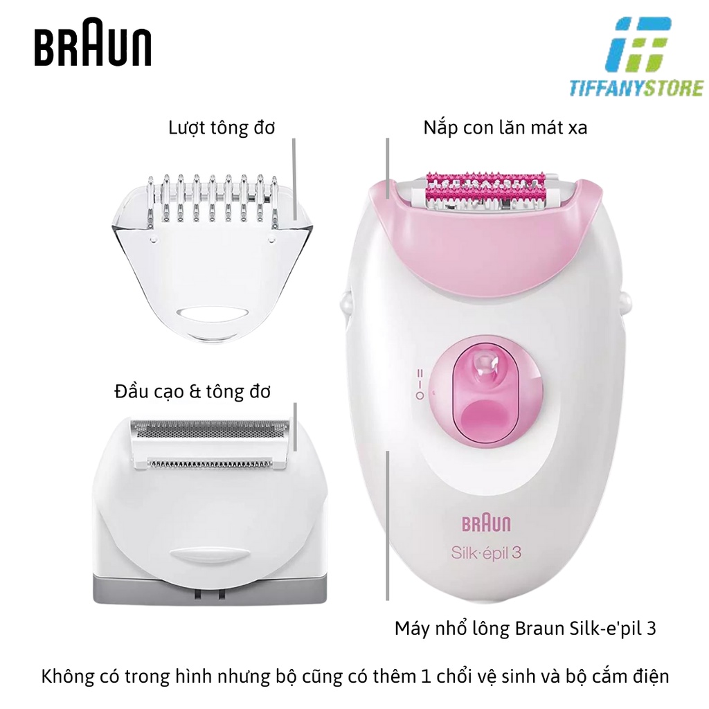 Máy nhổ lông Braun 3-3270 Silk Epilator - Tẩy lông tay chân, body - chính hãng nhập từ Mỹ - Made In Germany