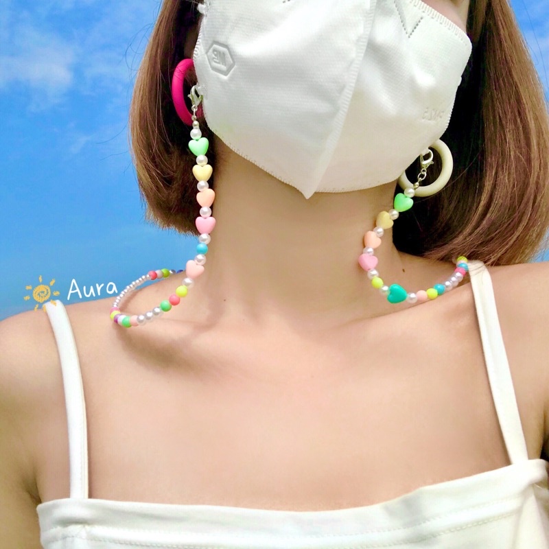 Dây đeo khẩu trang Trái tim Pastel handmade thiết kế bởi Aura