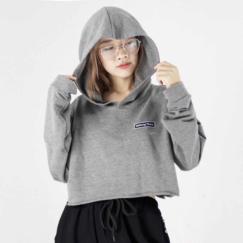 Áo croptop nữ kiểu dáng hoodie tay dài có mũ thời trang Miix MC001