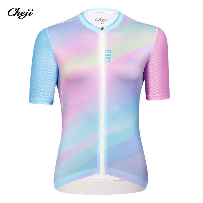 Cheji Áo Đua Xe Đạp Ngắn Tay Có 3 Túi Khóa Kéo Thời Trang Mùa Hè Cho Nữ
