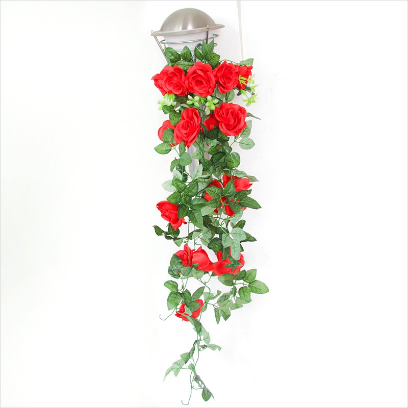 Hoa giả treo tường, giỏ hoa hồng treo tường trang trí phòng khách, ban công, lan can, hàng rào (tặng móc dán tường 3D)
