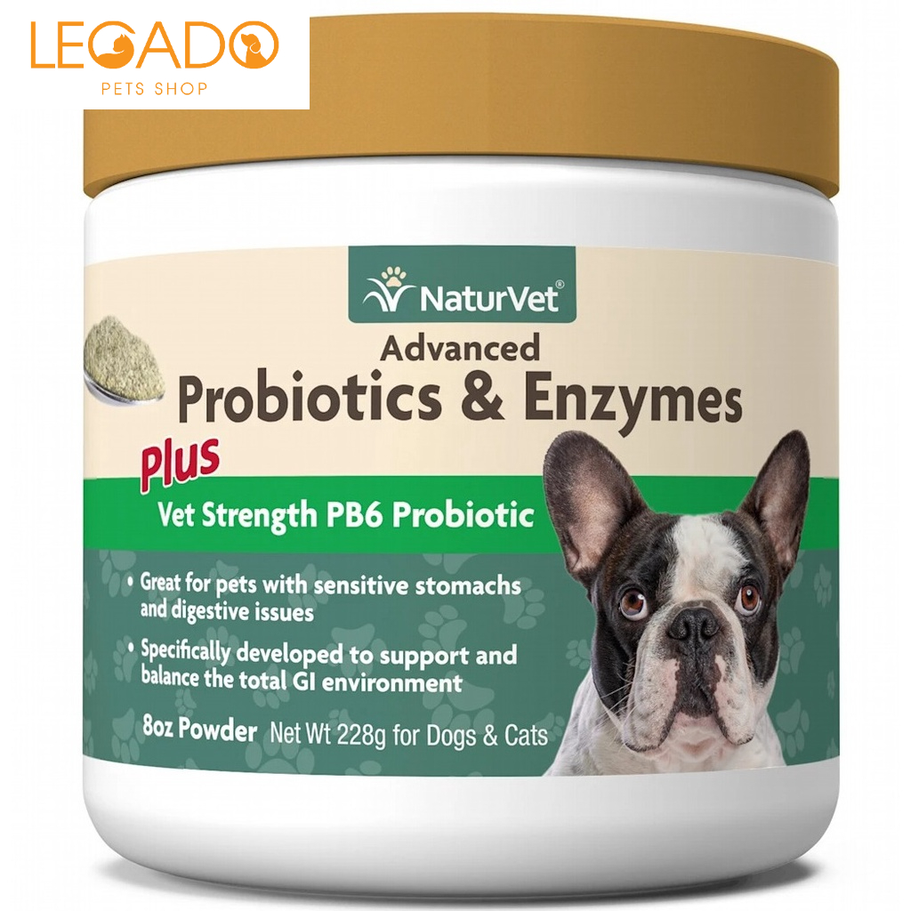 Bột lợi khuẩn và men enzymes NATURVET (Mỹ) cải thiện tiêu hóa cho Mèo &amp; Chó với công thức tiên tiến BP6