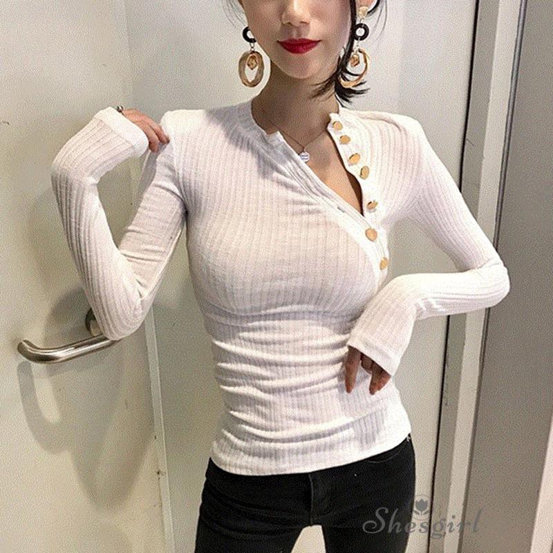 Women Asymmetrical Neck Casual Streetwear Sexy Slim T-Shirt | BigBuy360 - bigbuy360.vn