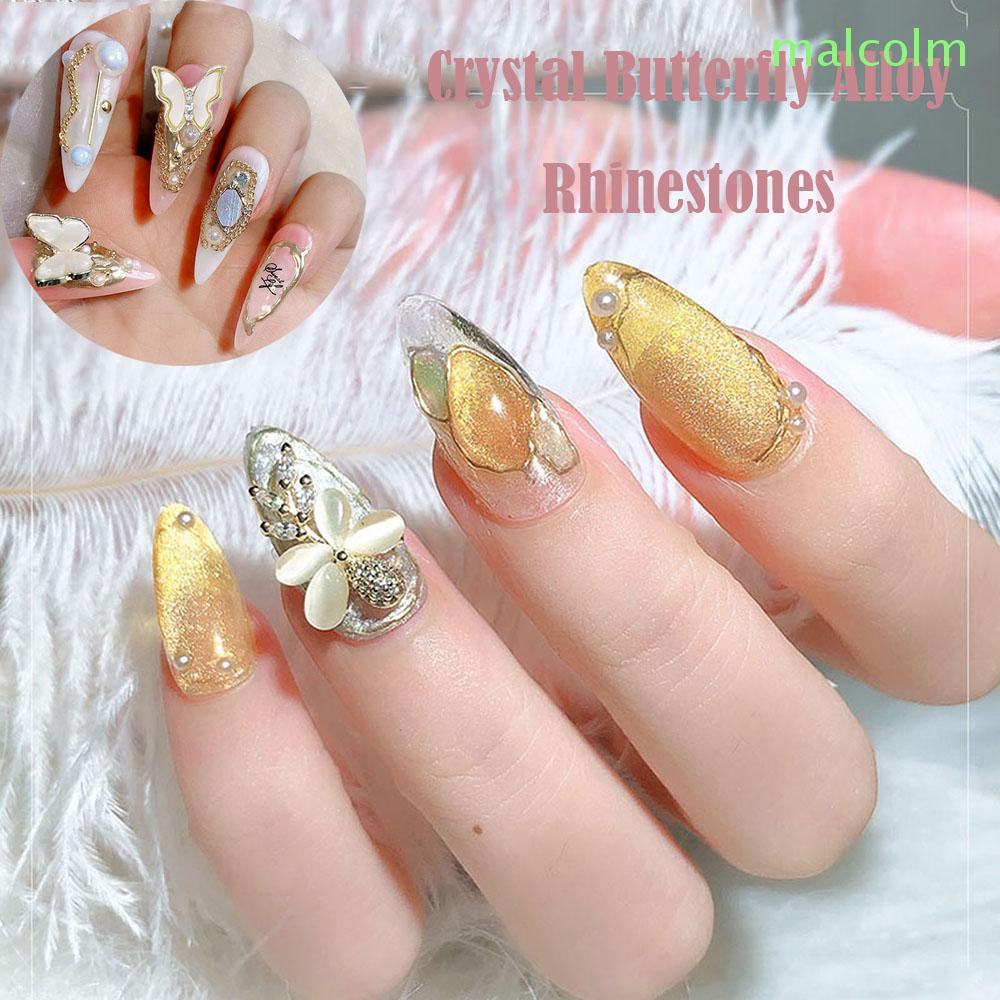 [Hàng mới về] Bộ 10 phụ kiện tự trang trí móng tay hình bướm 3D bằng hợp kim độc đáo