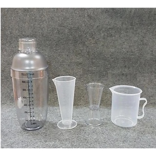 Combo 4 món pha chế quầy cà phê, sinh tố (Shaker 700ml In đậm)