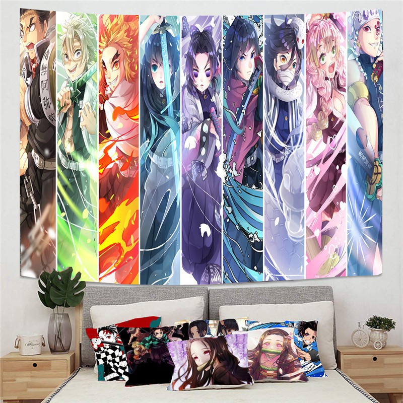 [Mẫu mới] Vải Treo Tường  Anime Kimetsu No Yaiba Decor Phòng Chọn Lọc Những Bản Đẹp ( Tặng đèn led 7m và phụ kiện )