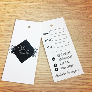 Combo 500 tag quần áo 3,5 x 8 cm