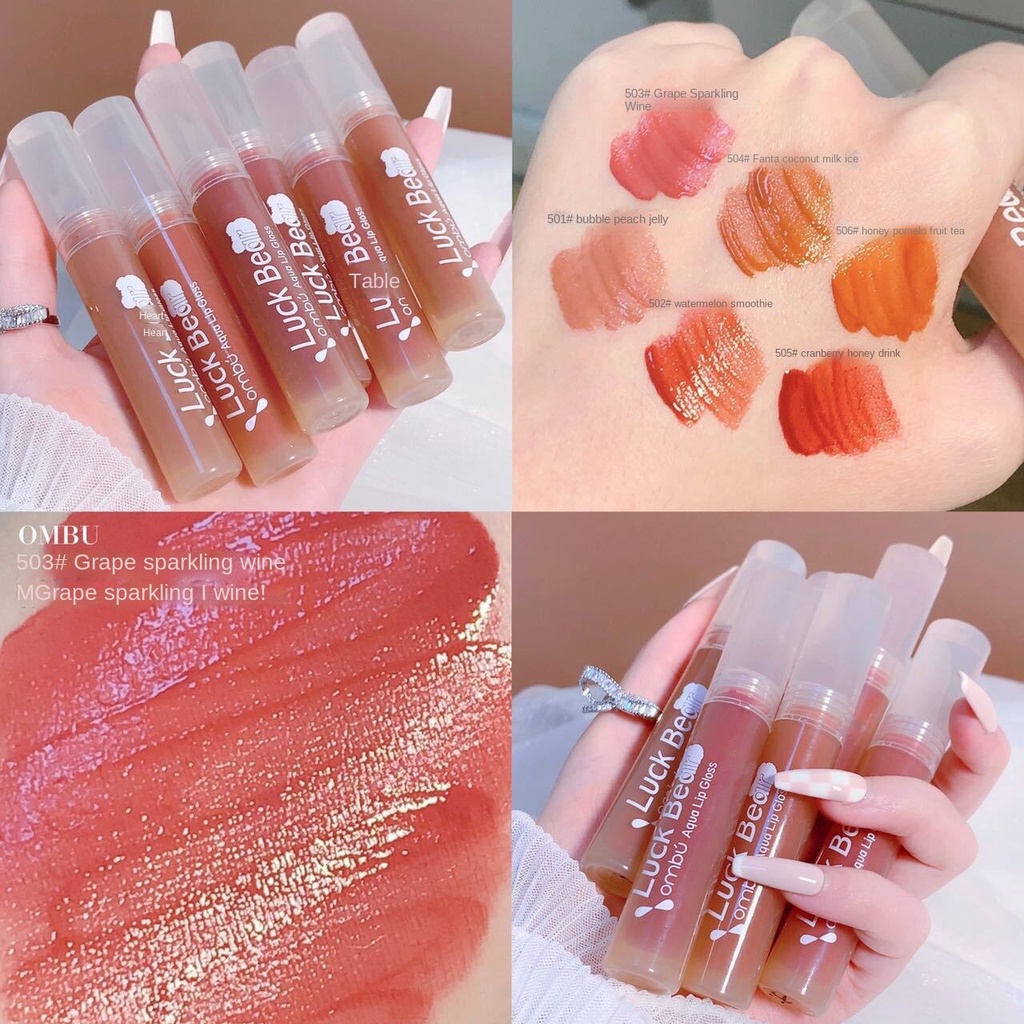 [Hàng mới về] Son bóng OMBU Lucky Bear dưỡng ẩm lên màu chống dính cốc | BigBuy360 - bigbuy360.vn