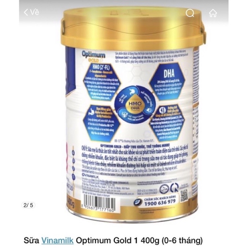 Sữa bột Optimum Gold 1 800g mẫu mới Opti-mix