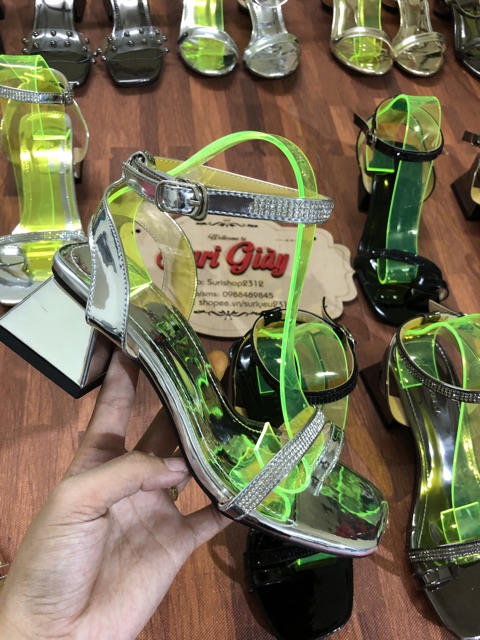 giầy sandal xỏ ngón gót trụ êm êm chân hai dây mảnh nạm đá mã s5