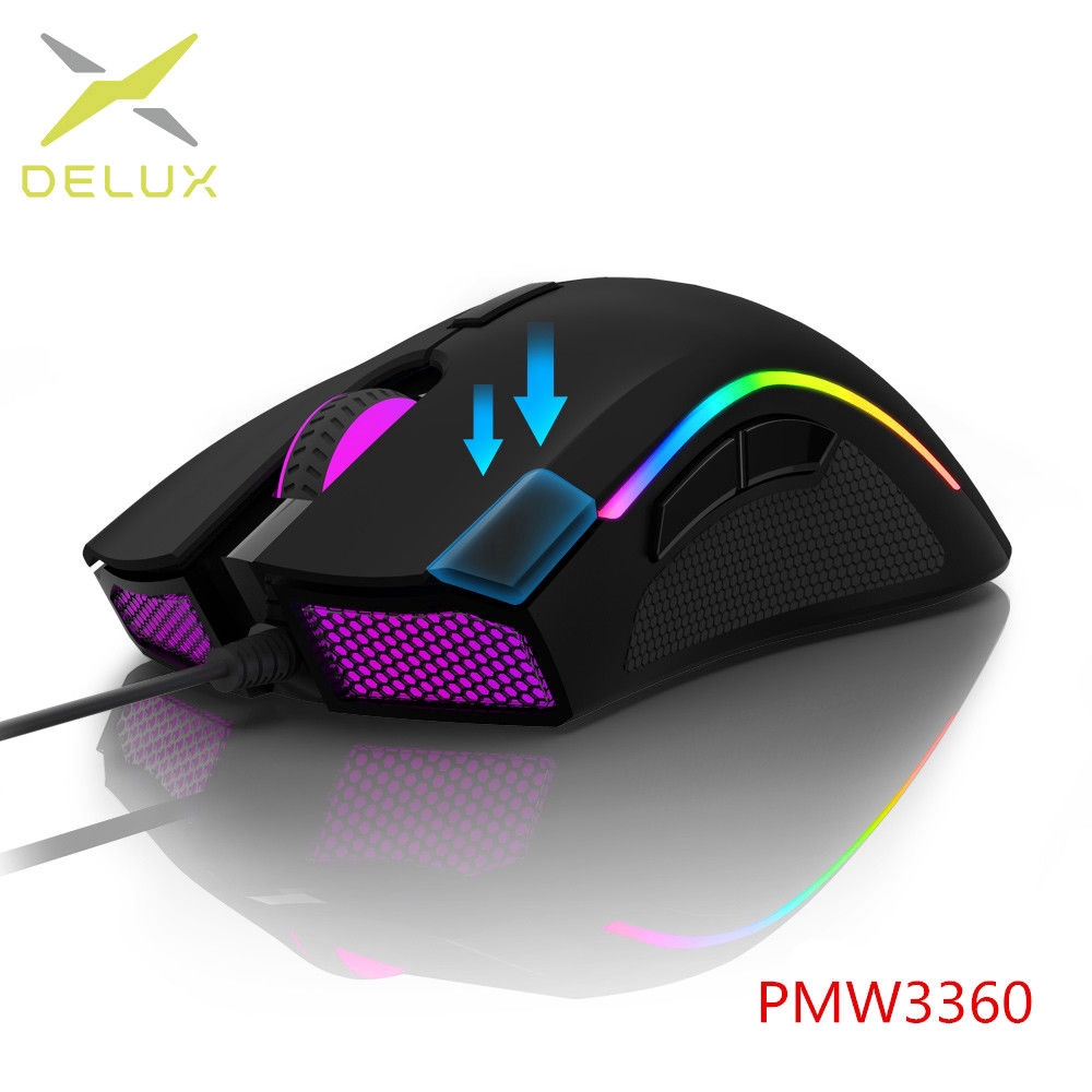 Chuột Chơi Game Có Dây Delux M625 PMW3360 12000DPI 7 Nút Bấm