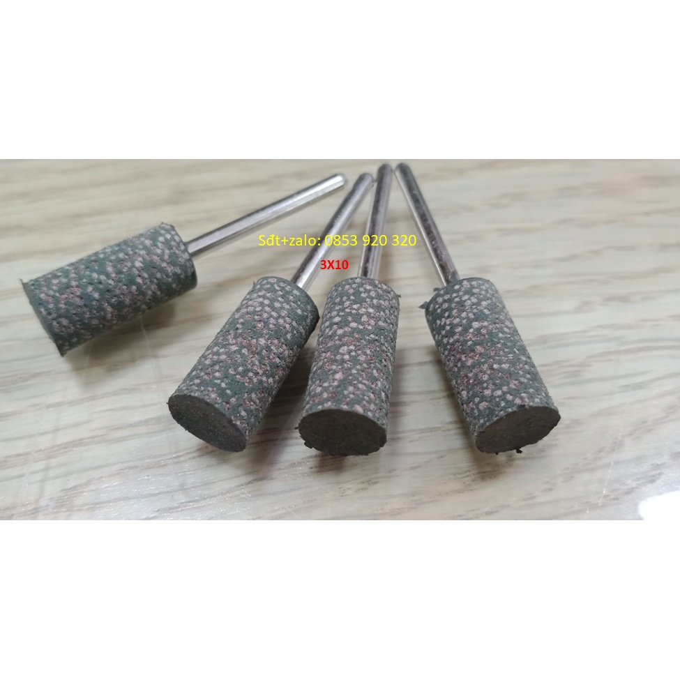 Đầu mài cao su hạt trụ cán 3 các loại