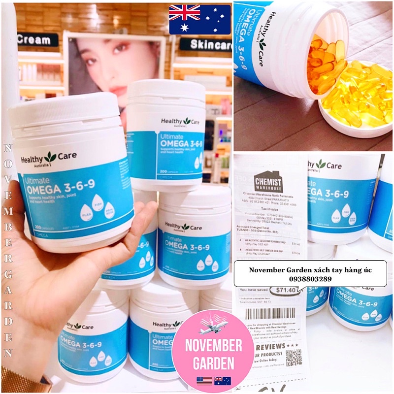 Viên uống Healthy Care Ultimate Omega 3 6 9 Úc 200 viên