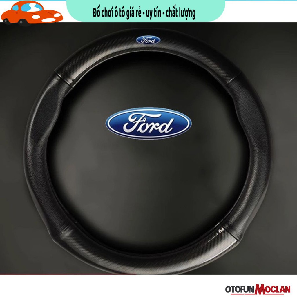 Bọc vô lăng cacbon có logo FORD