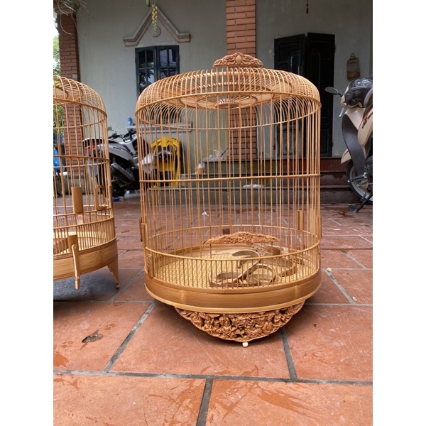 Lồng chim chích choè, Hoạ mi, khướu chất liệu trúc già xử lí đục CNC sắc nét size 42