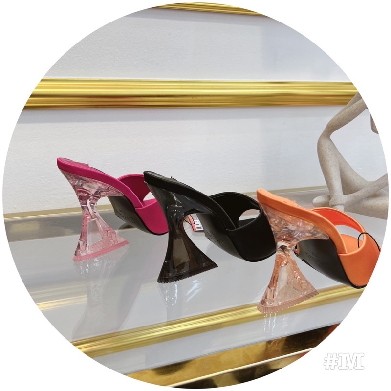 Guốc zara quai lụa ngang gót mica loe xuất dư fullbox