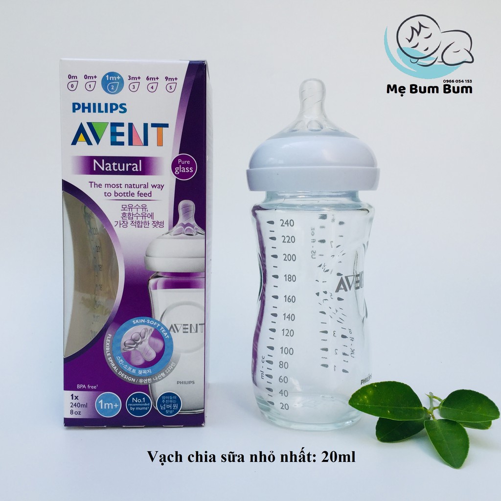 Bình Sữa Thủy Tinh Avent Natural 120-240 ml [Sản xuất tại Pháp]