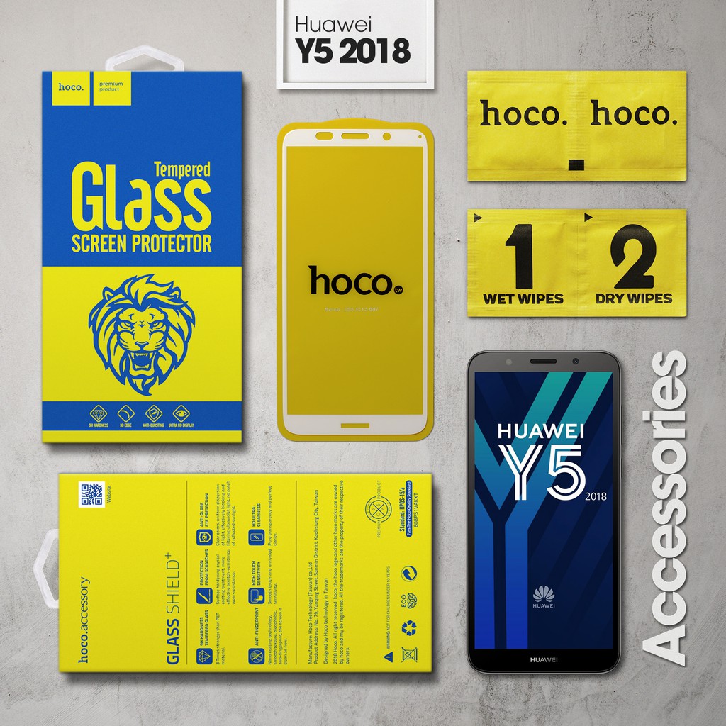 Cường lực Huawei Y5 2018 hiệu Hoco.tw Full viền màu