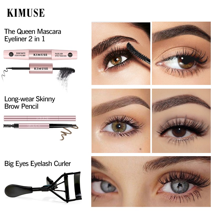 Mascara Kiêm Bút Kẻ Mắt / Chì Kẻ Mày Hai Đầu / Dụng Cụ Bấm Mi Kimuse Thiết Kế 2 Trong 1 | BigBuy360 - bigbuy360.vn