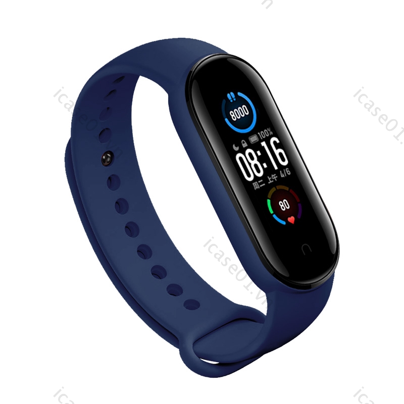 Dây đeo cao su thay thế cho đồng hồ Xiaomi Miband 5 6 bằng silicon