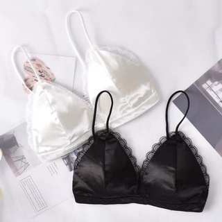 Áo bra phi bóng satin siêu sexy - phối ren đệm mỏng freesize