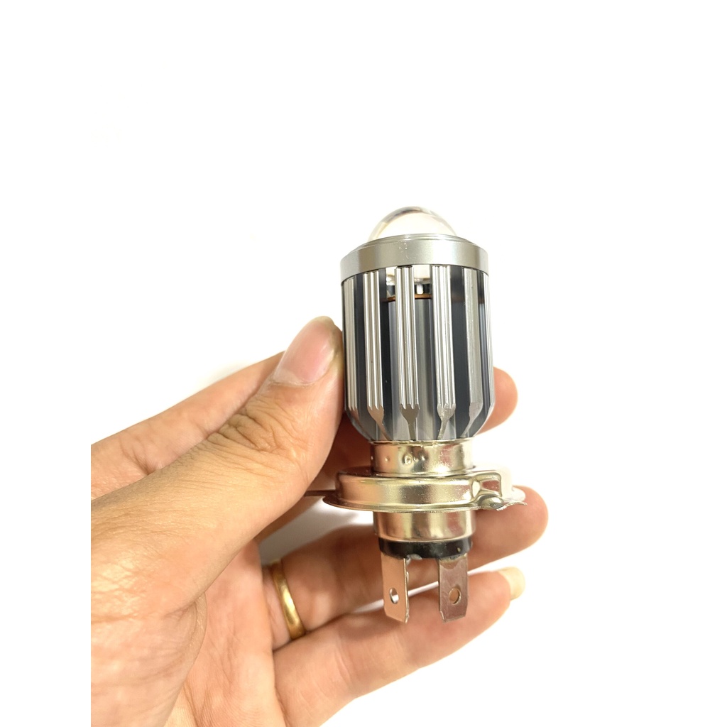 Đèn Led Pha Bi Cầu Chân H4 Cos Vàng Pha Trắng Lắp Cho Ô Tô Xe Máy Loại 1