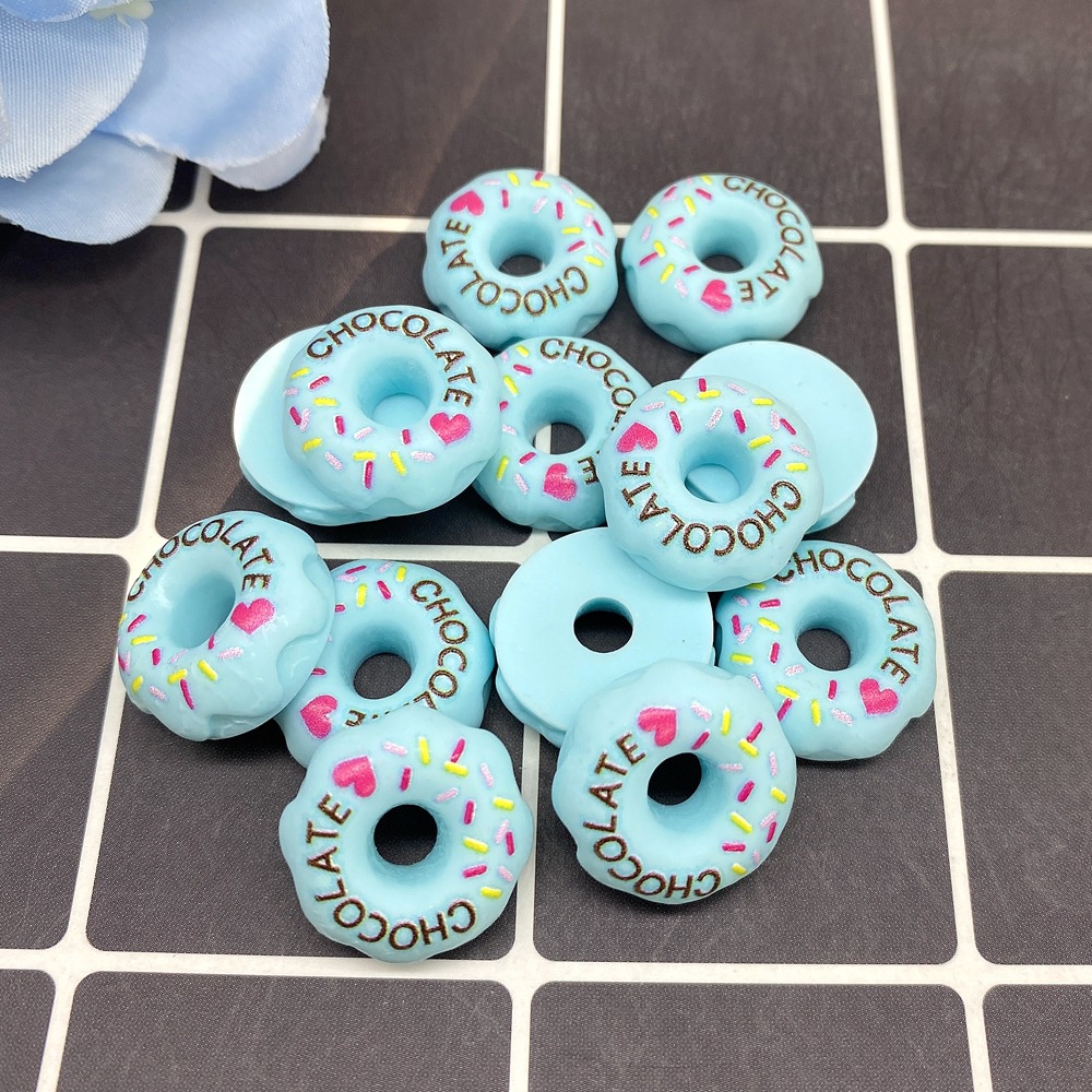 Set 10 phụ kiện trang trí điện thoại hình bánh donut bằng nhựa xinh xắn