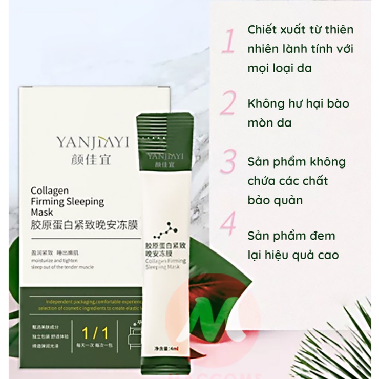 Mặt Nạ Ngủ Thạch Collagen YANJIAYI - Nâng Cơ Bổ Sung Collagen Cấp Nước Dưỡng Ẩm Căng Bóng, Thu nhỏ lỗ chân lông